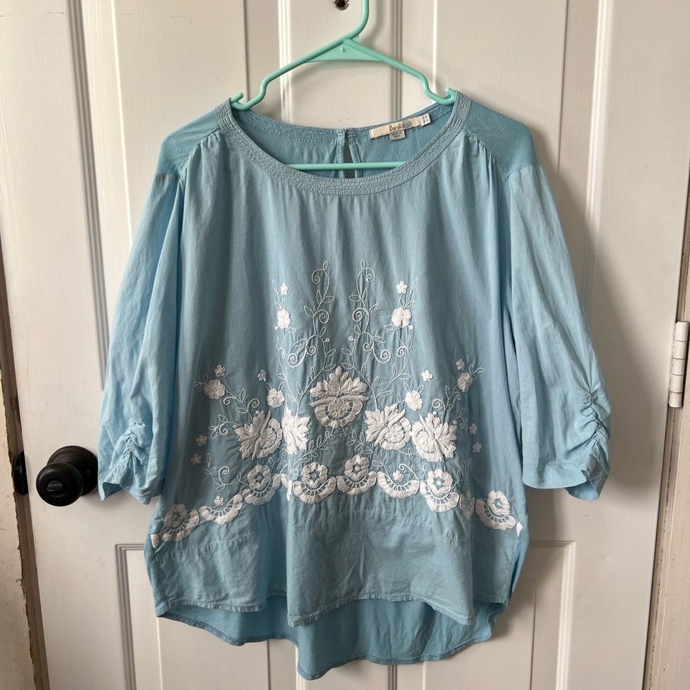 Boden Mixed-Media Embroidered Top